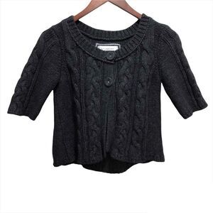 American Eagle Outfitters Angora Blend Cropped Button Down Sweater Cable Knit M